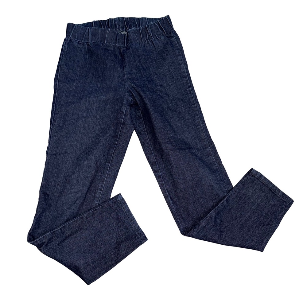 Soft Surroundings Dark Indigo Pull On Denim Jeans PXS Slim Straight High Rise